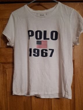 Polo by Ralph Lauren Cream Tee with Black Logo Print
